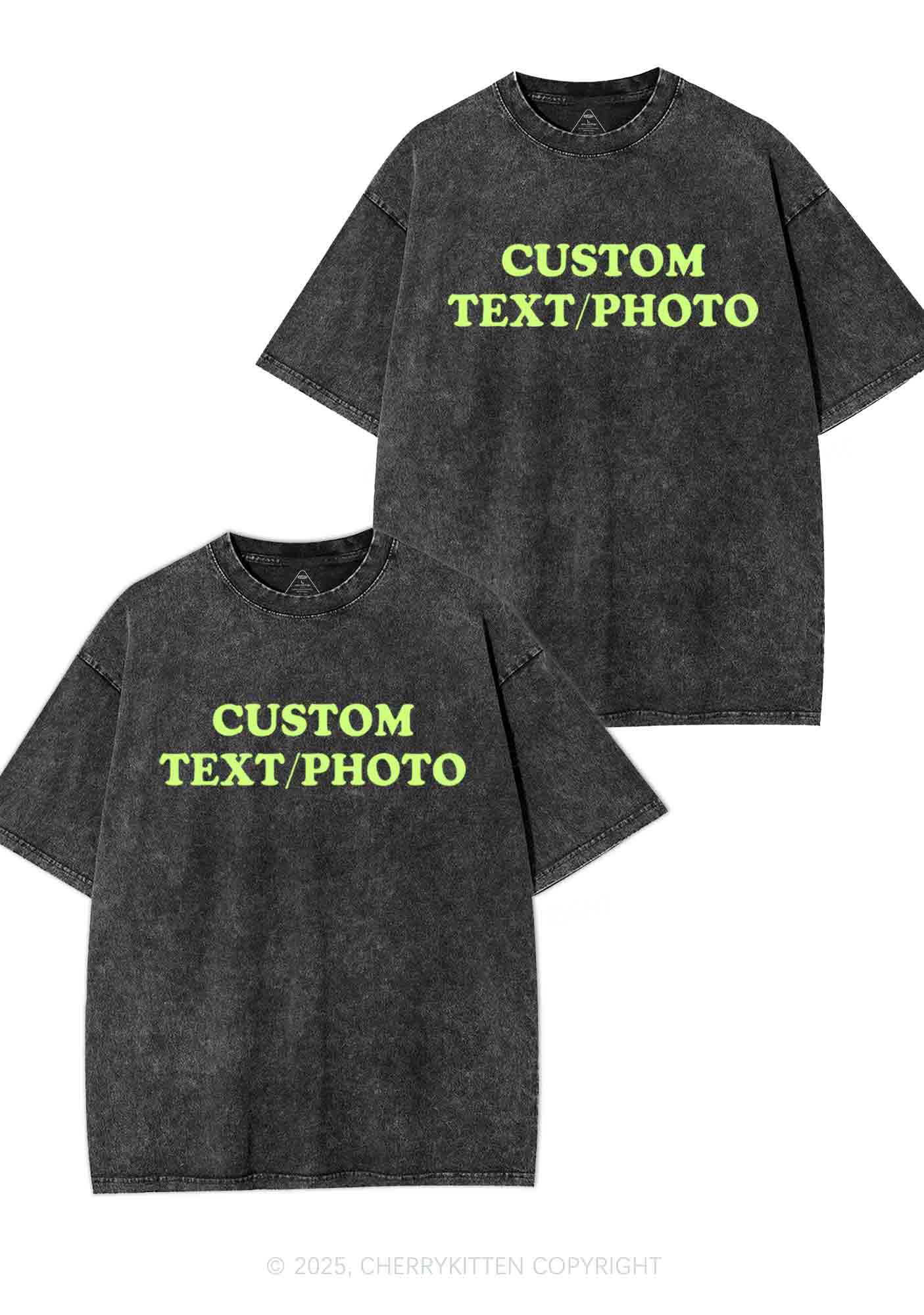 Custom Text Y2K Valentine's Day Washed Tee Cherrykitten