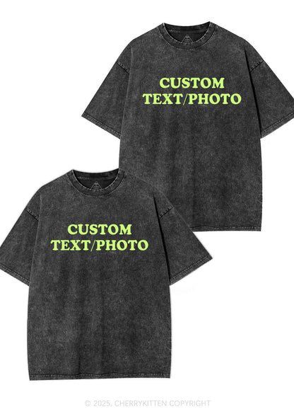 Custom Text Y2K Valentine's Day Washed Tee Cherrykitten
