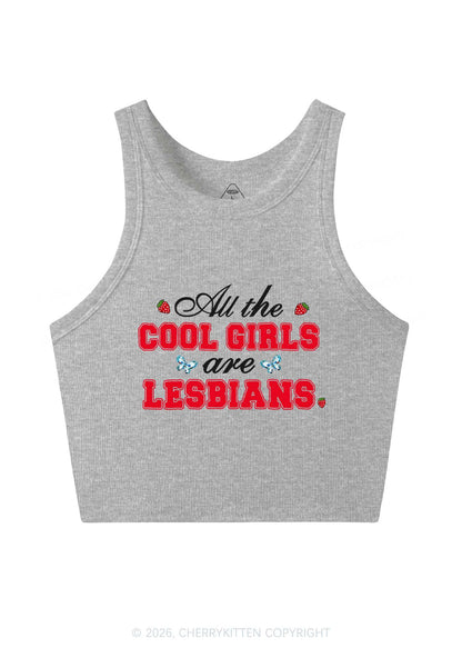 Cool Girls Are Lesbians Pride Y2K Crop Tank Top Cherrykitten