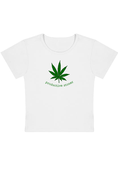 Productive Stoner Y2K Baby Tee