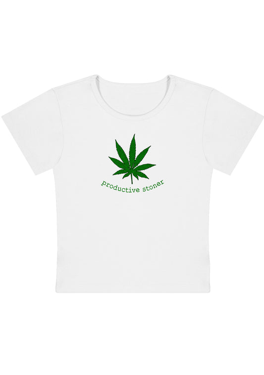 Productive Stoner Y2K Baby Tee