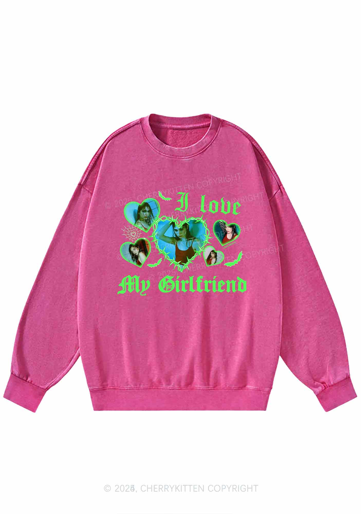 Custom Halloween Girlfriend Photos Y2K Washed Sweatshirts Cherrykitten