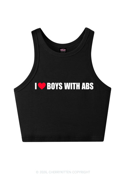 I Love Boys With ABS Y2K Crop Tank Top Cherrykitten