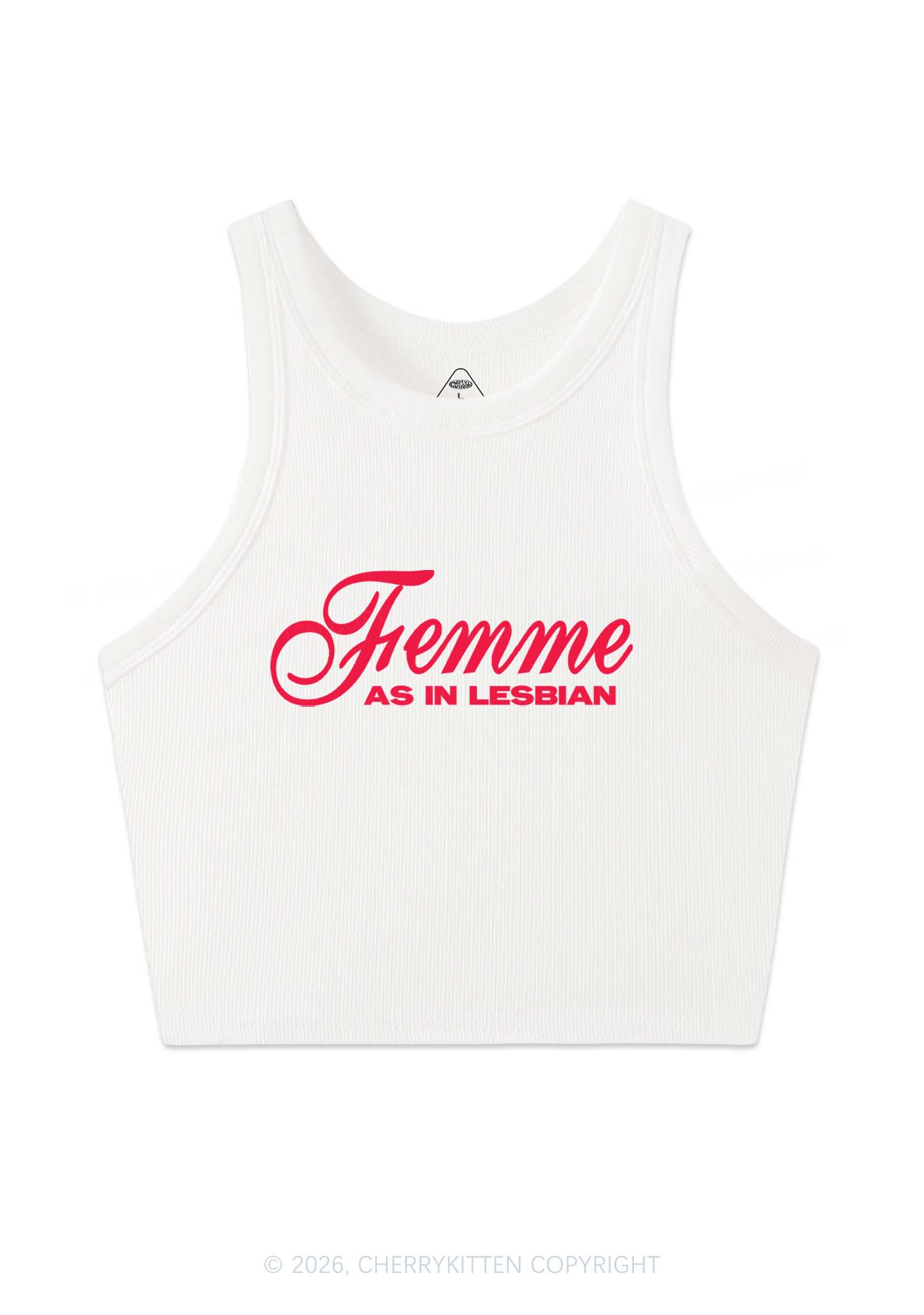 Femme As In Lesbian Pride Y2K Crop Tank Top Cherrykitten