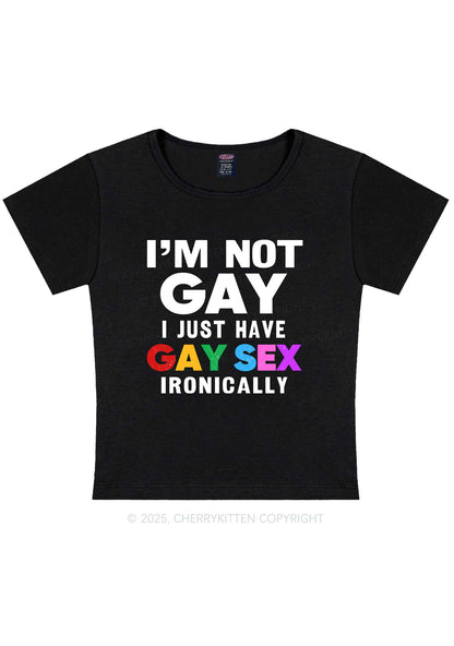 Gay Sx Ironically Pride Y2K Baby Tee Cherrykitten