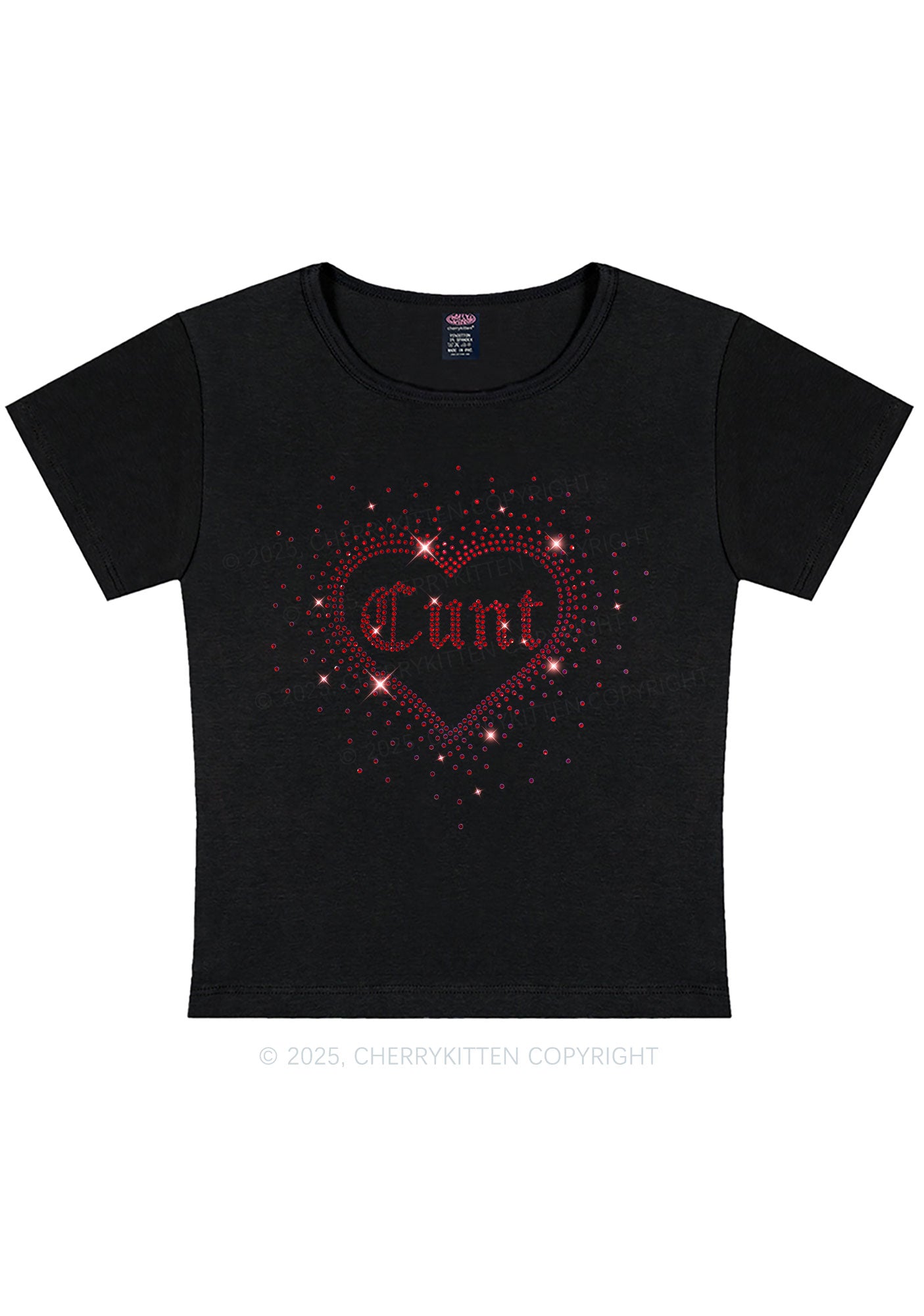 Rhinestone Love Cxxt Y2K Baby Tee Cherrykitten