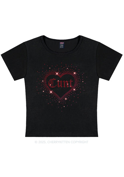 Rhinestone Love Cxxt Y2K Baby Tee Cherrykitten
