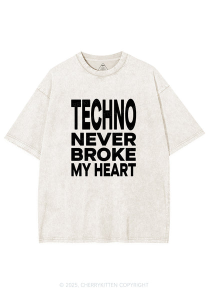 Techno Heart Y2K Shirts Washed Tee Cherrykitten