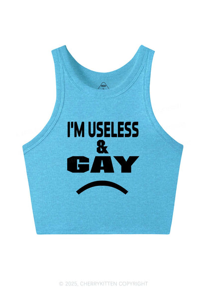 Useless Gay Pride Y2K Crop Tank Top Cherrykitten