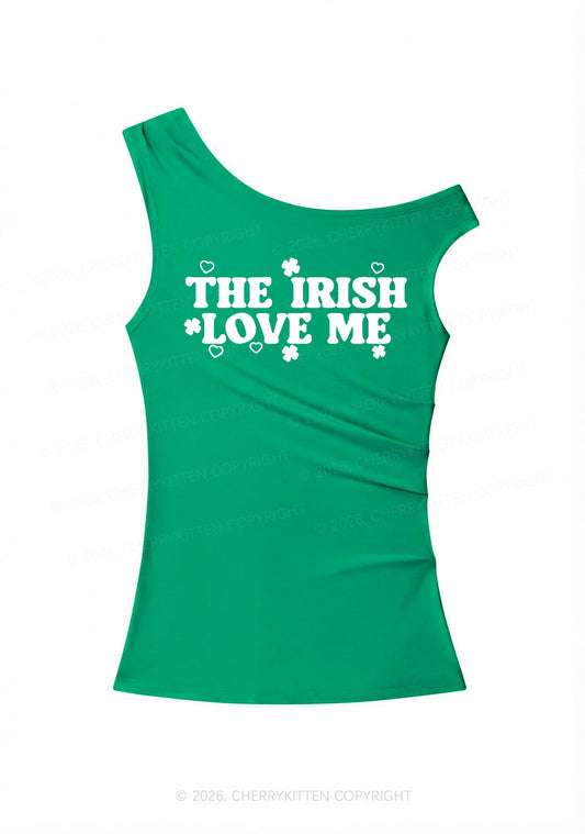 The Irish Love Me St Patricks Y2K Off Shoulder Tank Top Cherrykitten