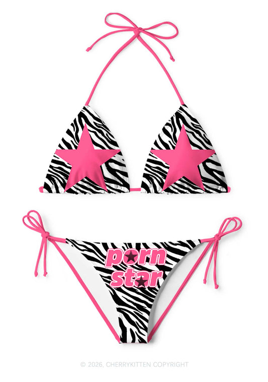 Pink Pxrn Star Y2K Print Bikini Set Cherrykitten