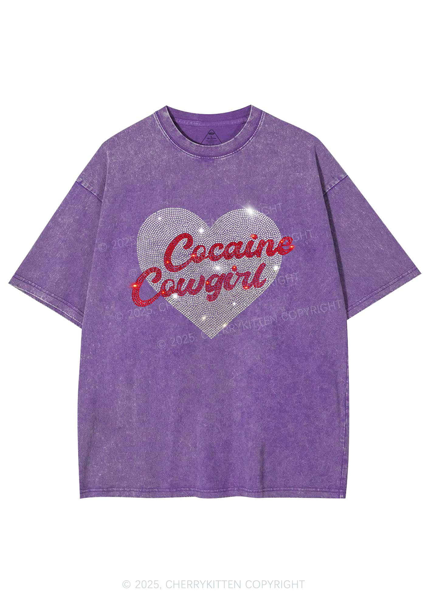 Rhinestone Cola Cowgirl Y2K Shirts Washed Tee Cherrykitten