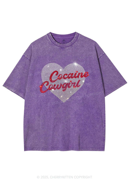 Rhinestone Cola Cowgirl Y2K Shirts Washed Tee Cherrykitten