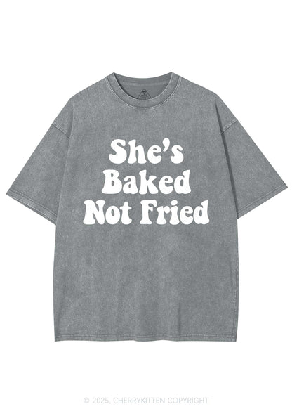 She Is Baked Not Fried Y2K Shirts Washed Tee Cherrykitten