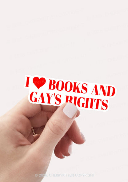 I Love Books And Gay Rights Pride 1pc Y2K Sticker Cherrykitten