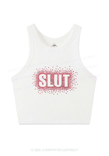 Rhinestone Special Slxt Y2K Crop Tank Top Cherrykitten
