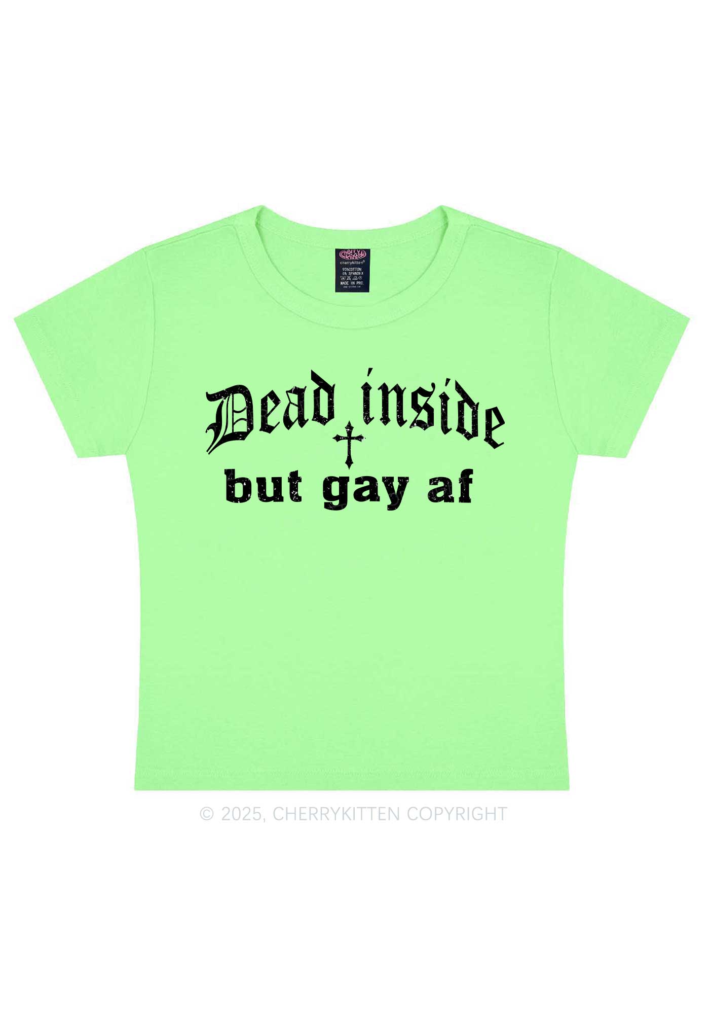 Dead Inside But Gay AF Pride Y2K Baby Tee Cherrykitten