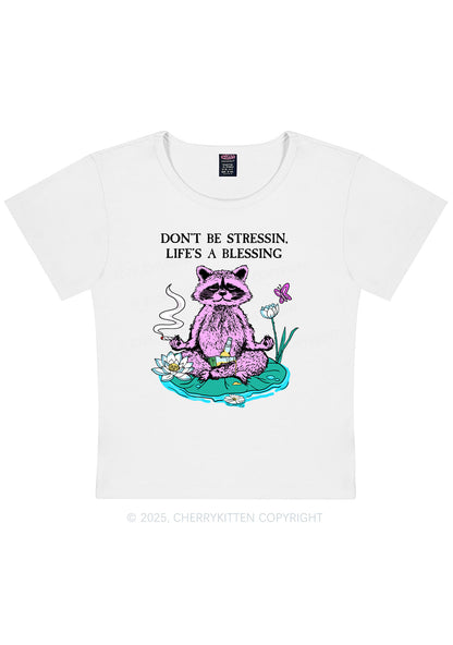 Dont Stress Raccoon Y2K Baby Tee Cherrykitten