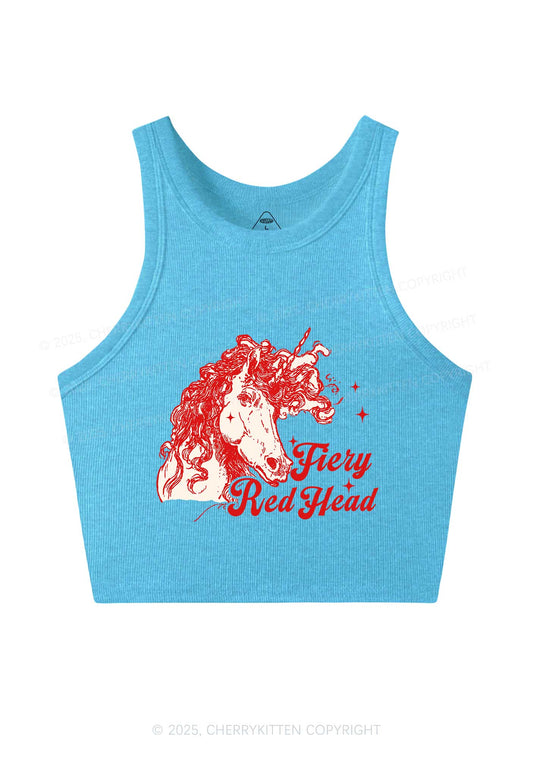 Fiery Red Head Y2K Crop Tank Top Cherrykitten