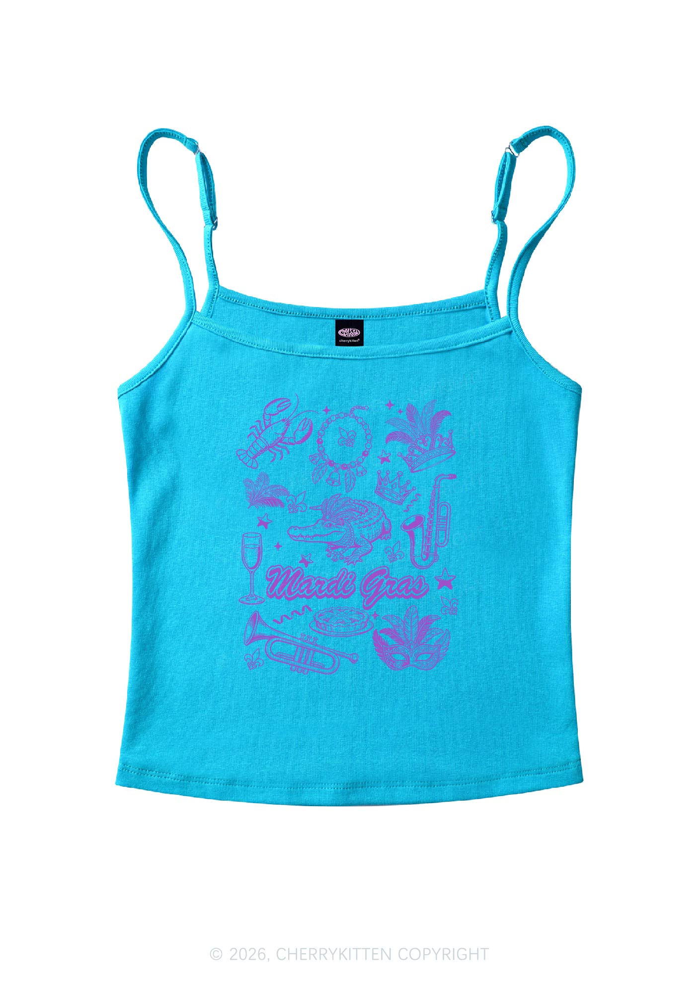 Mardi Gras Symbols Y2K Spaghetti Strap Cami Cherrykitten