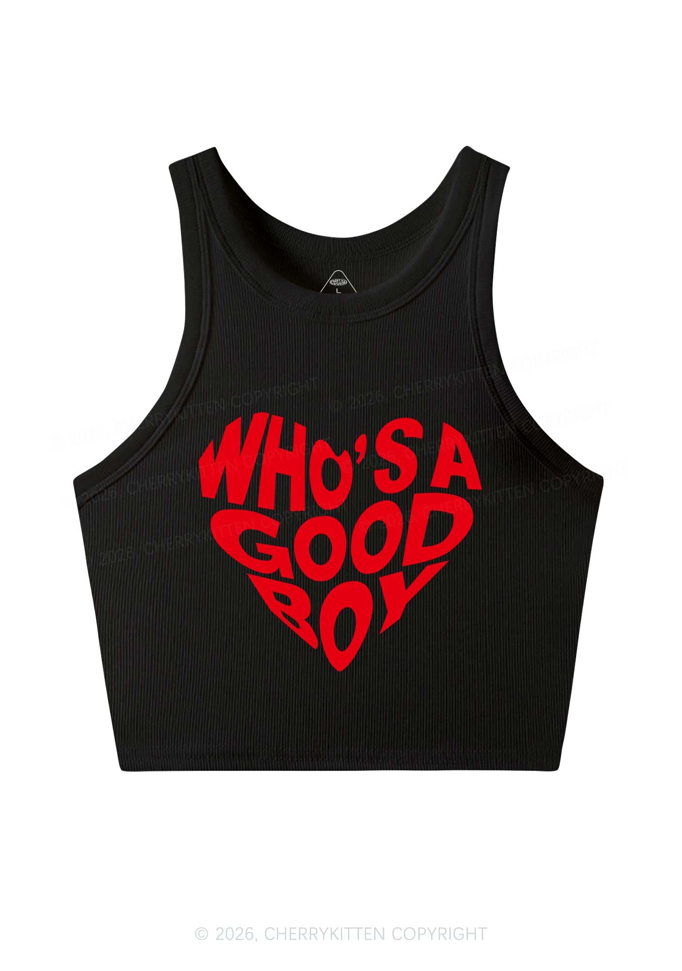 Whos A Good Boy Valentine's Day Y2K Crop Tank Top Cherrykitten