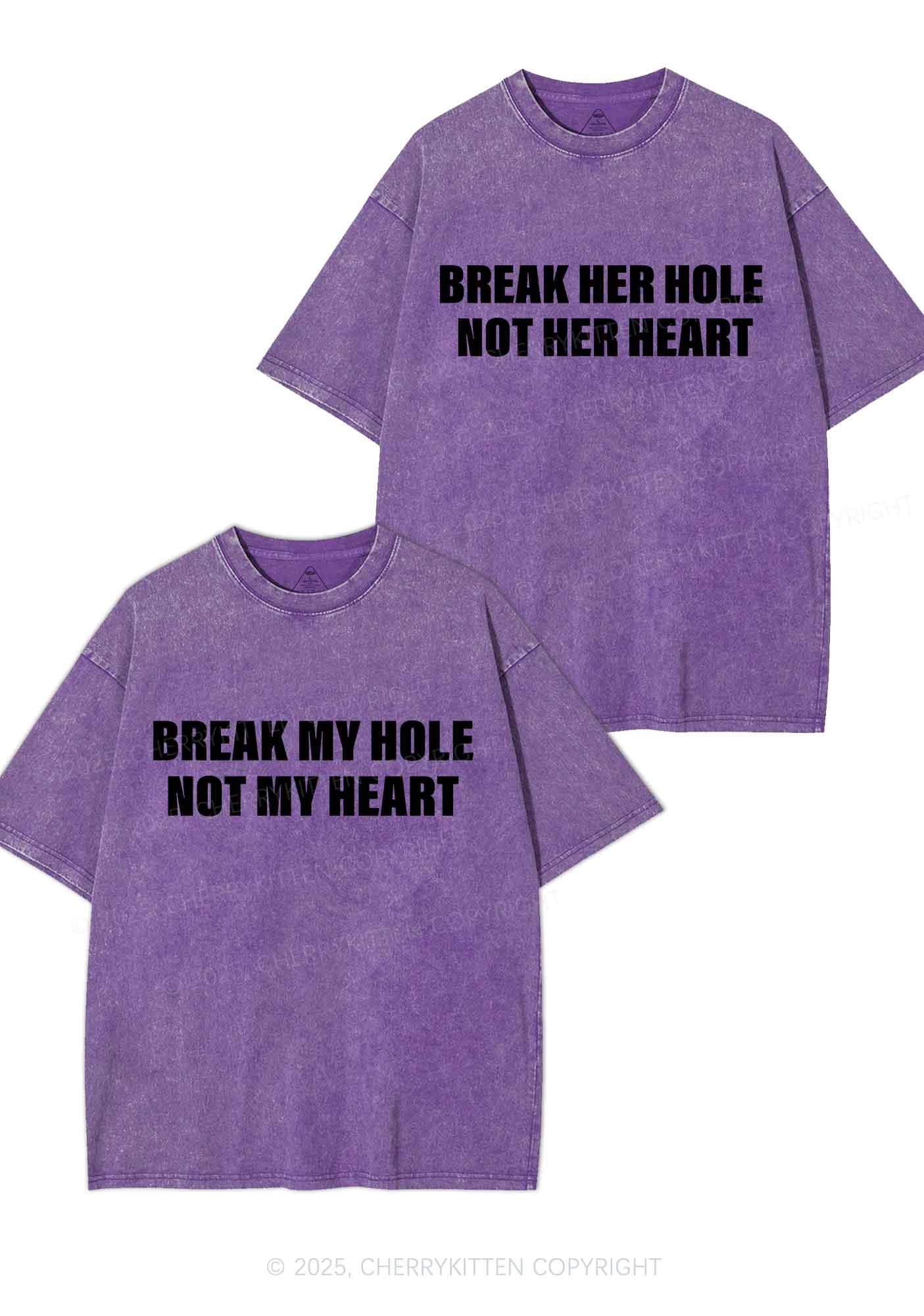 Break Hole Not Heart Y2K Valentine's Day Washed Tee Cherrykitten