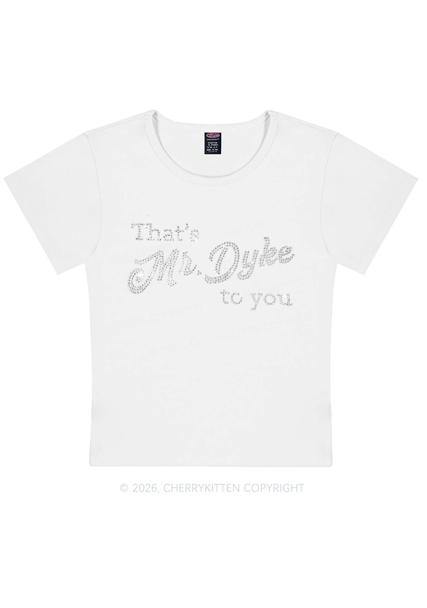 Rhinestone Thats Mr Dyke To You Pride Y2K Baby Tee Cherrykitten