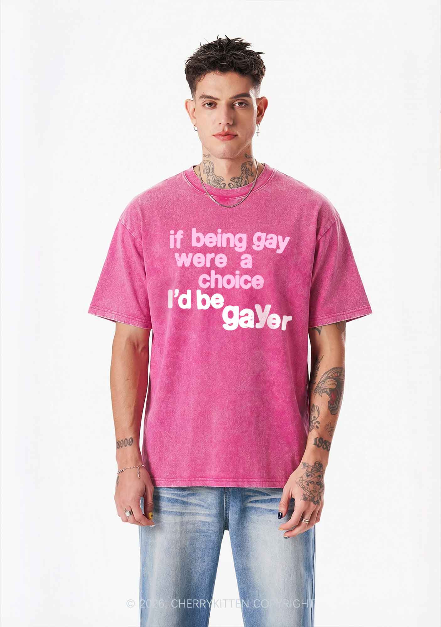 I Would Be Gayer Pride Y2K Shirts Washed Tee Cherrykitten