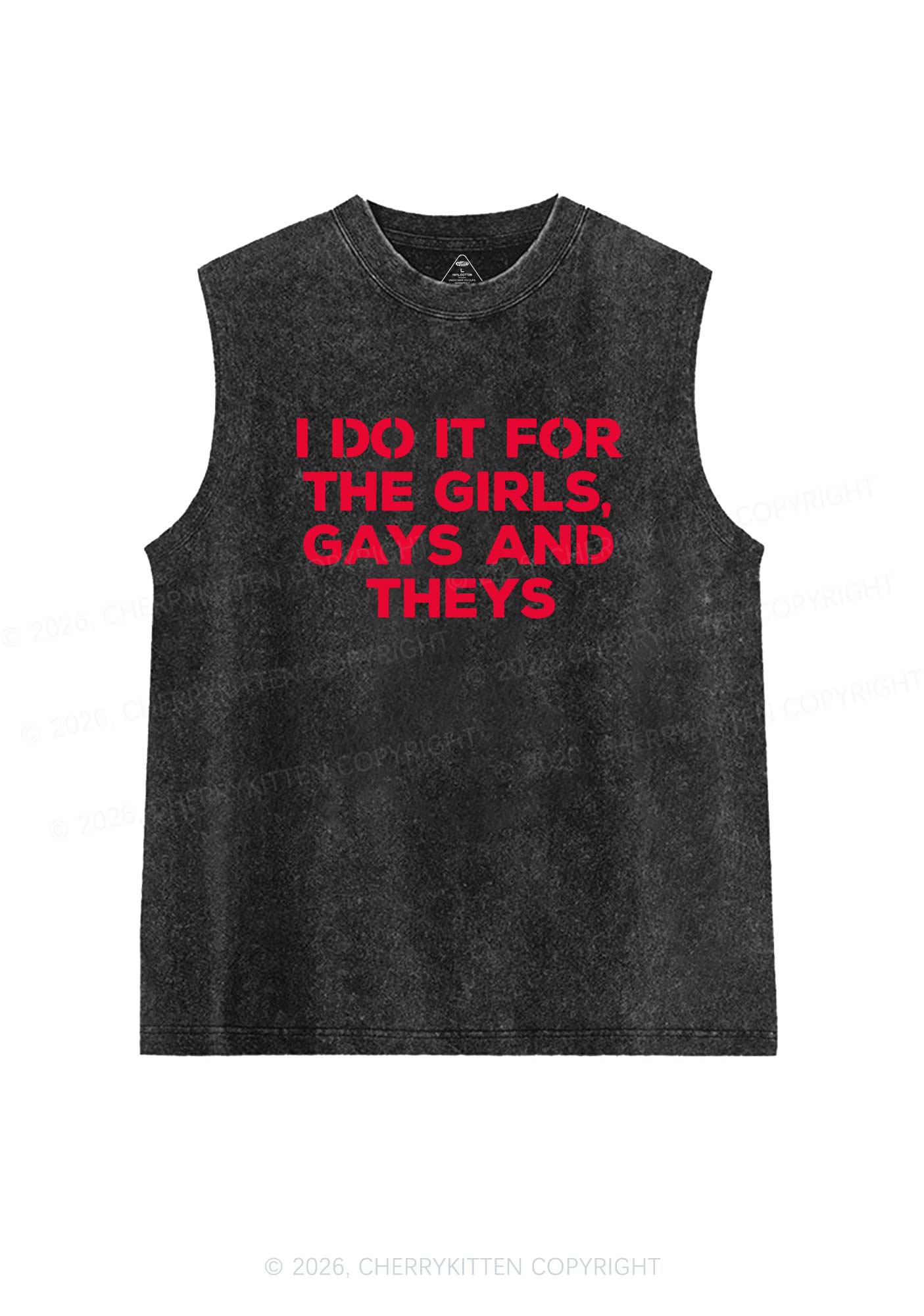Girls Gays Theys Pride Y2K Washed Muscle Tank Cherrykitten