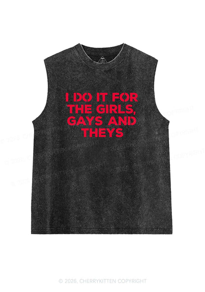 Girls Gays Theys Pride Y2K Washed Muscle Tank Cherrykitten