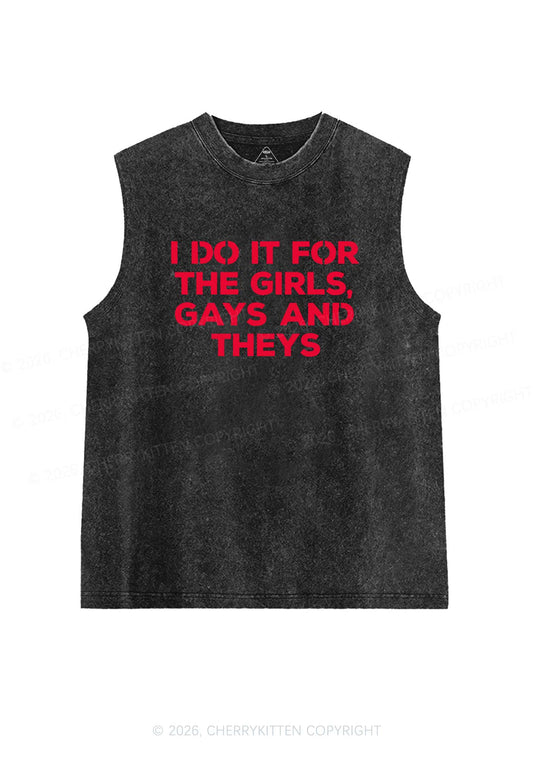 Girls Gays Theys Pride Y2K Washed Muscle Tank Cherrykitten