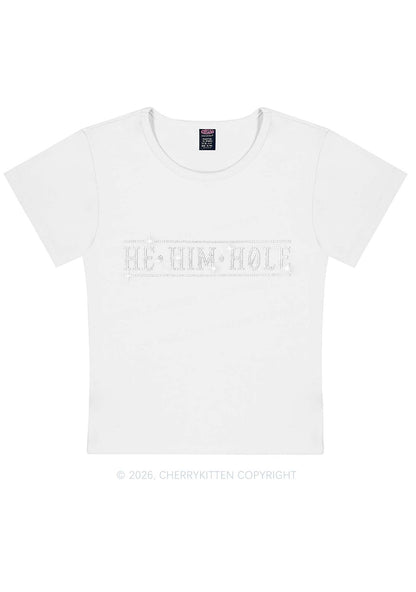Rhinestone He Him Hole Pride Y2K Baby Tee Cherrykitten