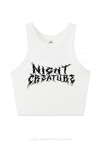 Night Creature Y2K Crop Tank Top Cherrykitten