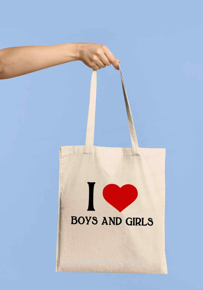 I Love Boys and Girls  Pride Y2K Canvas Tote Bag Cherrykitten