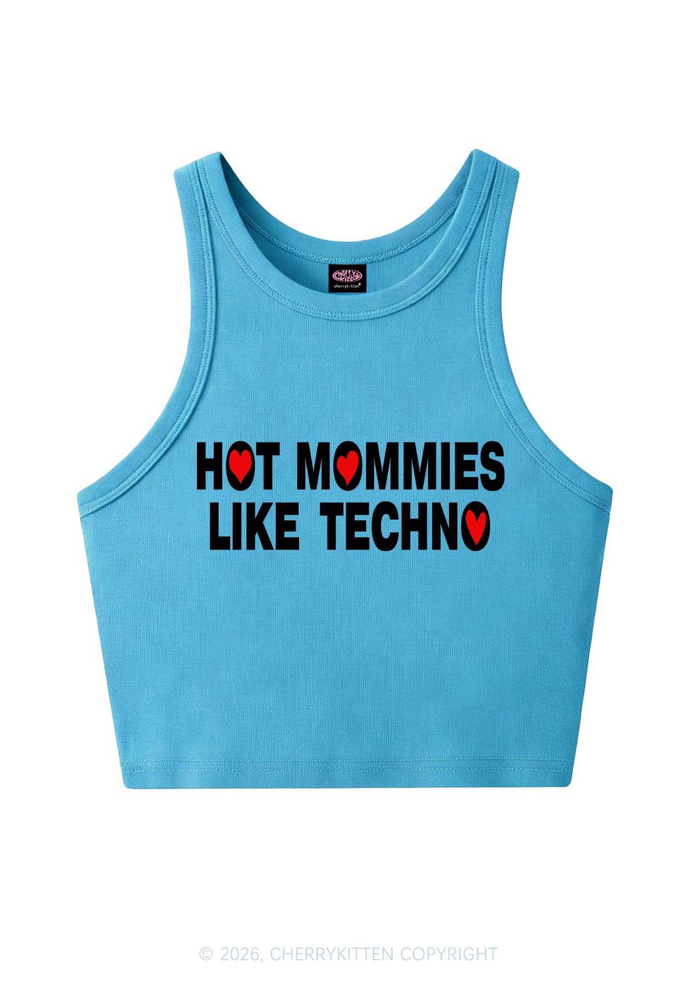 Hot Mommies Like Techno Y2K Crop Tank Top Cherrykitten