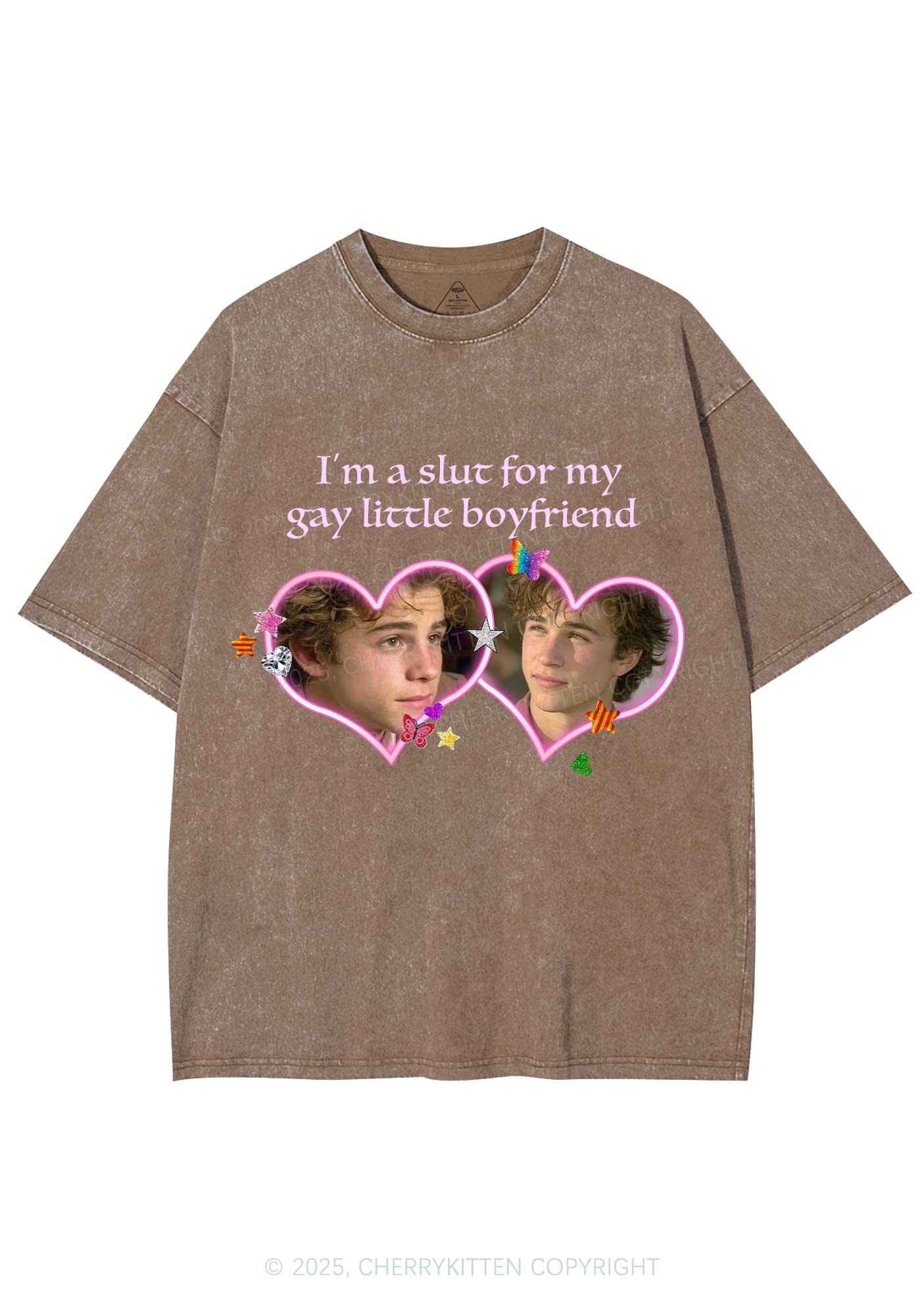 Custom Slxt Gay BF Photo Y2K Shirts Washed Tee Cherrykitten