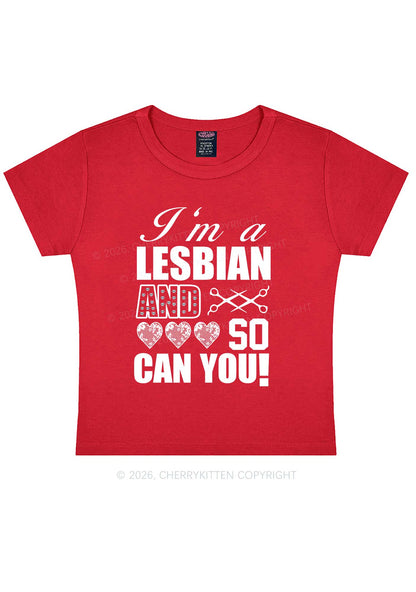 Im A Lesbian And So Can You Pride Y2K Baby Tee Cherrykitten