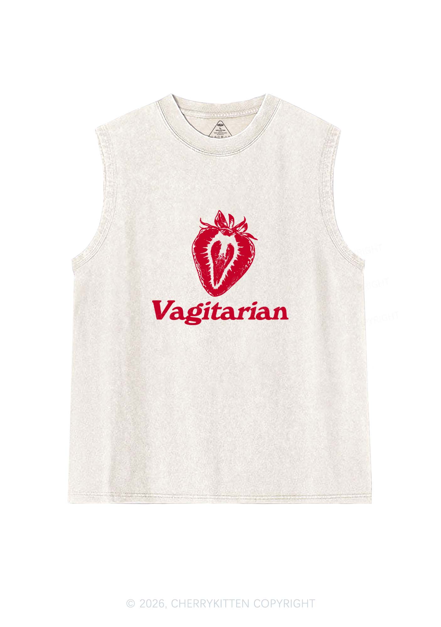 Vagitarian Strawberry Pride Y2K Washed Muscle Tank Cherrykitten