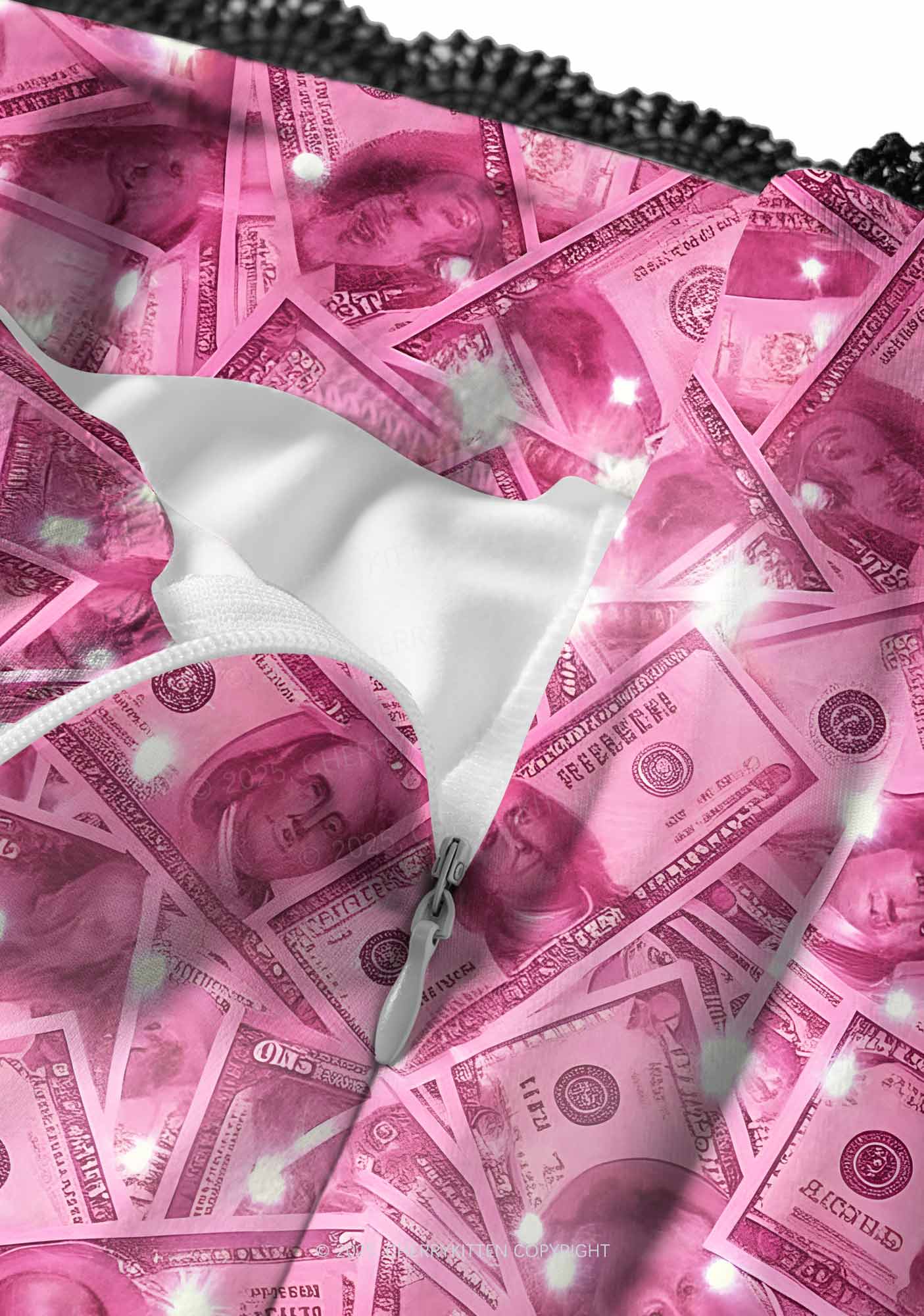 Pink Shiny Money Y2K Print Midi Skirt Cherrykitten