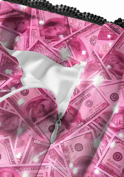 Pink Shiny Money Y2K Print Midi Skirt Cherrykitten