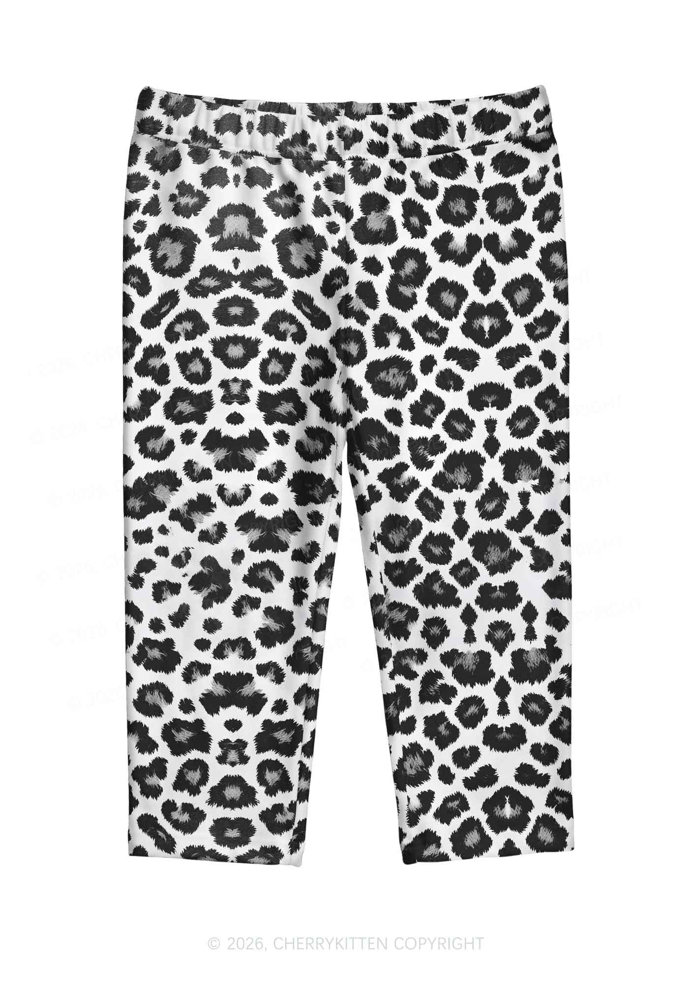 Black White Leopard Y2K Print Capri Pants Cherrykitten