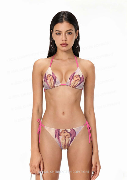 Angel Lesbians Pride Y2K Print Bikini Set Cherrykitten