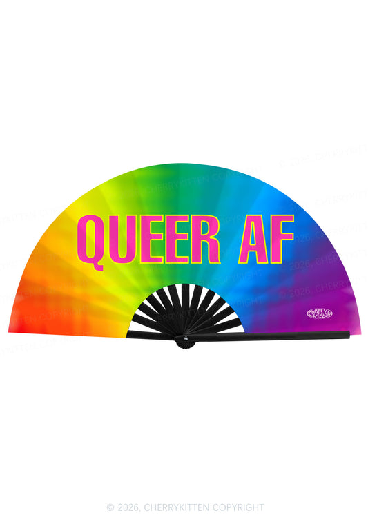 Queer AF Pride Y2K Rave Hand Fan Cherrykitten