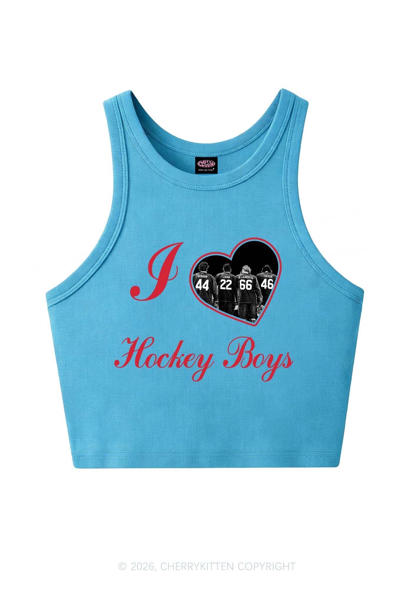 I Love Four Hockey Boys Y2K Crop Tank Top Cherrykitten