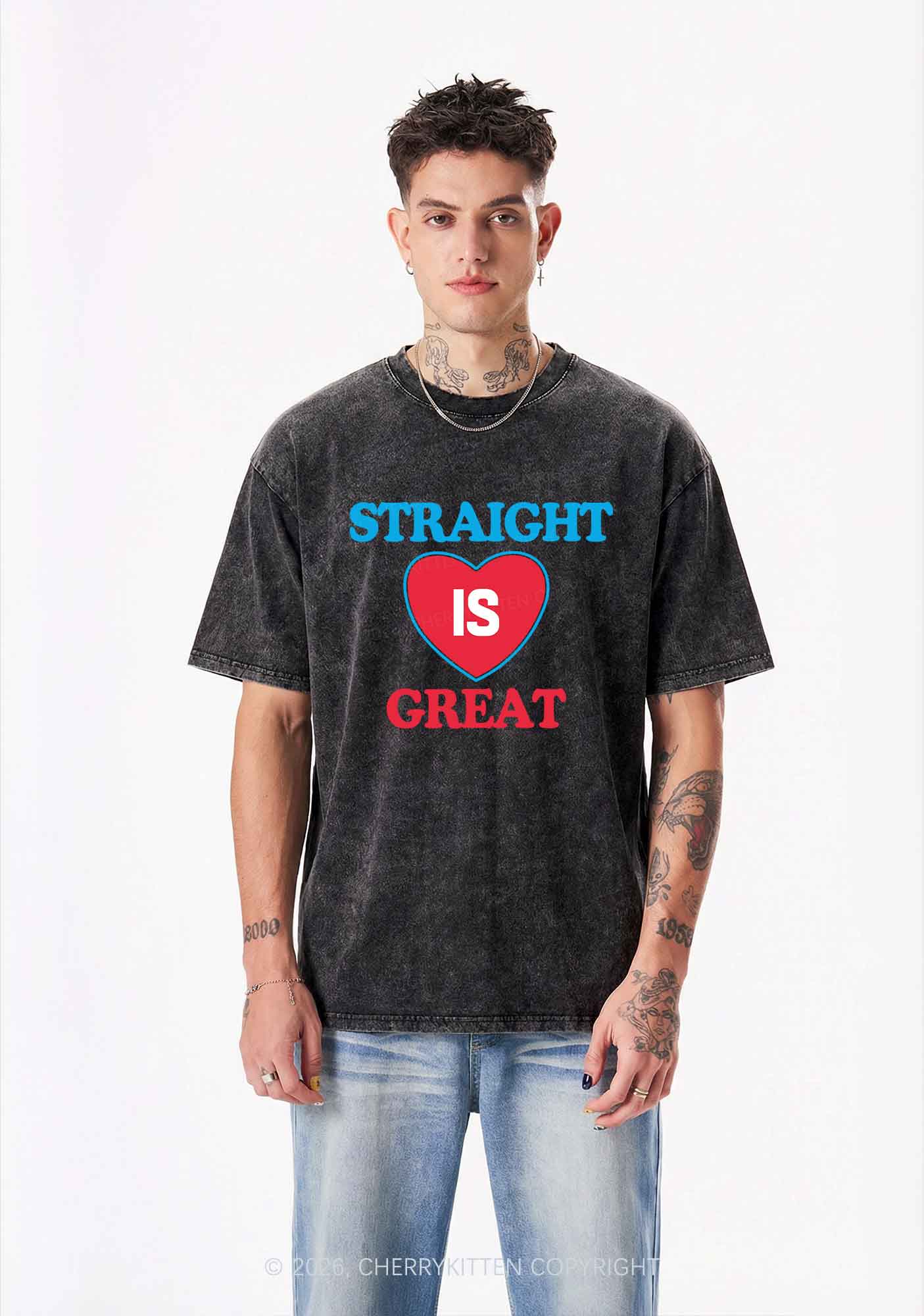 Straight Is Great Pride Y2K Shirts Washed Tee Cherrykitten