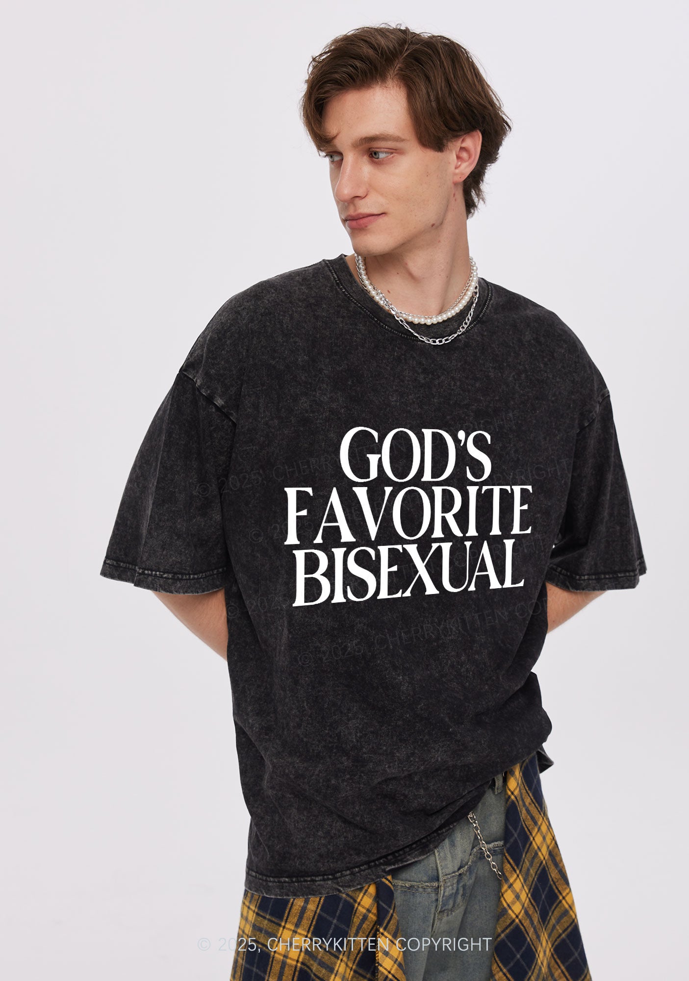Gods Favorite Bisexual Pride Y2K Shirts Washed Tee Cherrykitten