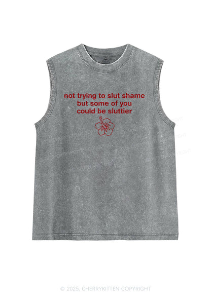 Glitter Not Trying To Slxt Shame Y2K Washed Muscle Tank Cherrykitten