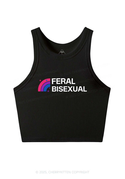 Feral Bisexual Pride Y2K Crop Tank Top Cherrykitten