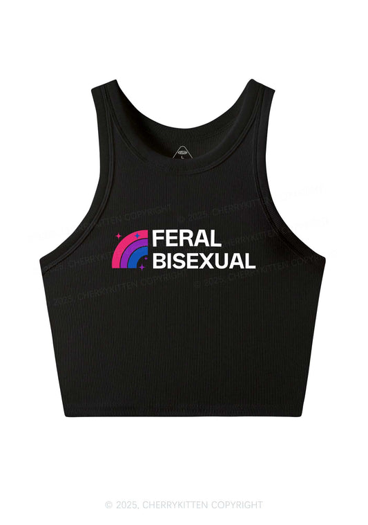 Feral Bisexual Pride Y2K Crop Tank Top Cherrykitten