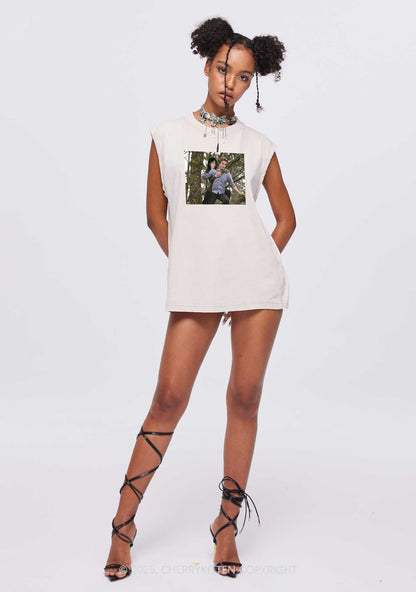 Custom Face Y2K Washed Muscle Tank Cherrykitten